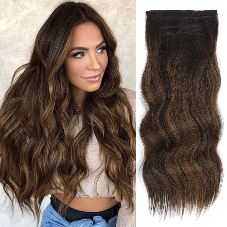 Extension per capelli lunghi e ondulati con clip (4 pezzi)