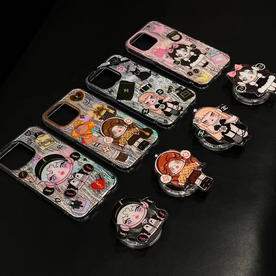 Custodia magnetica per iPhone con motivo ragazze dei cartoni animati