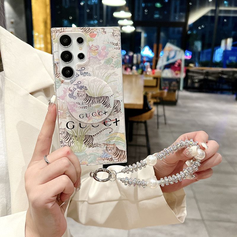 Étui magnétique à motif floral tigre pour Samsung