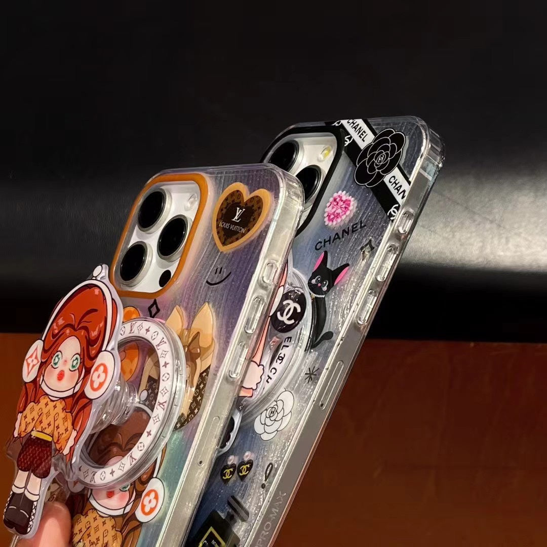 Custodia magnetica per iPhone con motivo ragazze dei cartoni animati