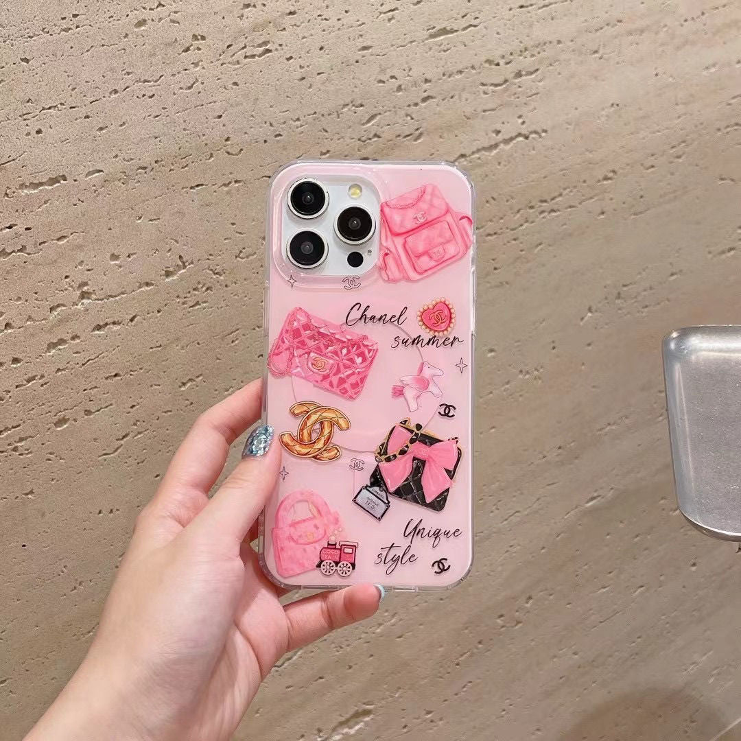 Custodia magnetica per telefono Pink Bags per iPhone