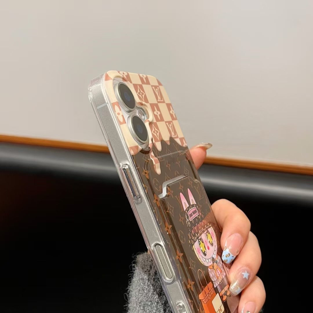 Custodia per telefono con slot per carte di credito a forma di cartone animato per iPhone