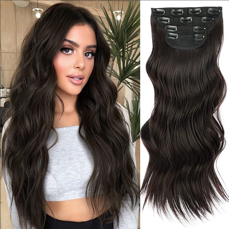Extension per capelli lunghi e ondulati con clip (4 pezzi)