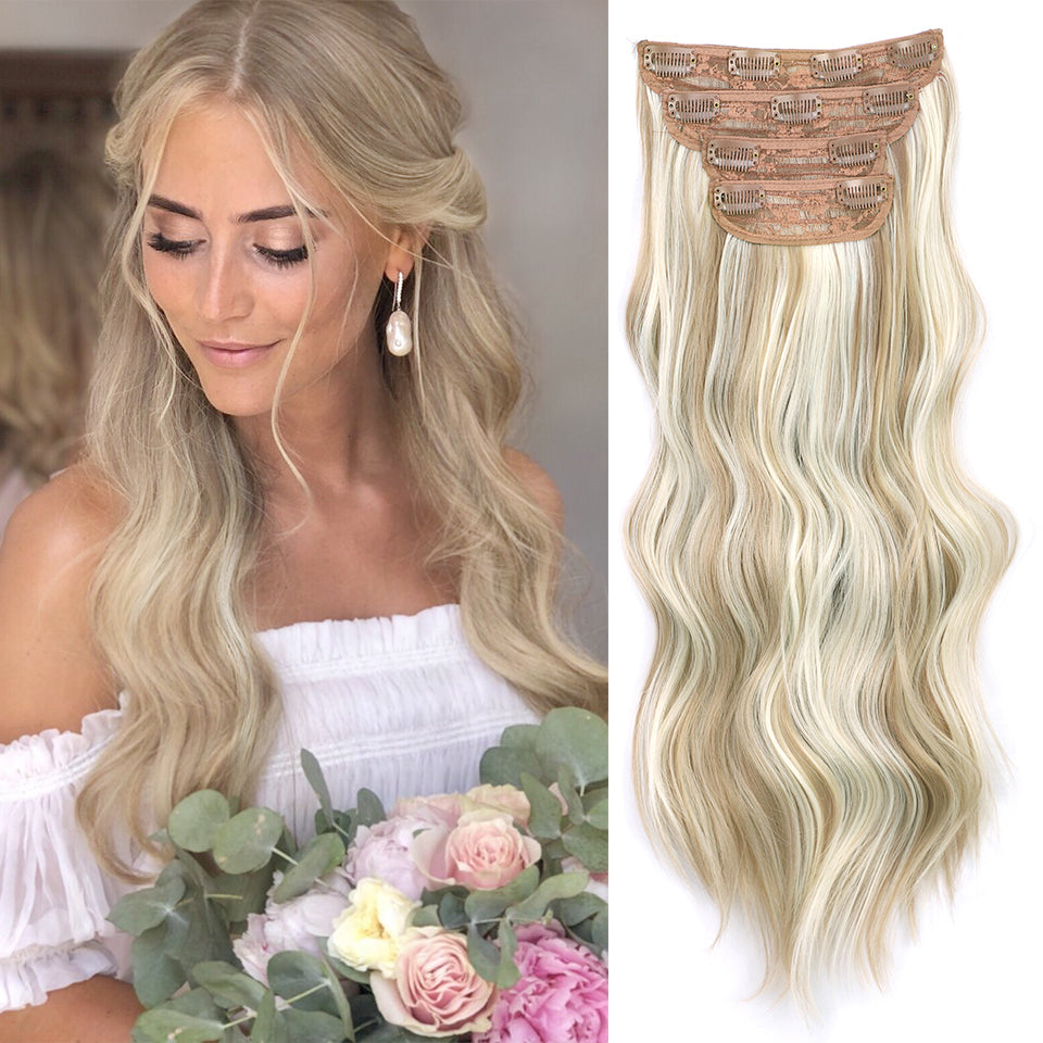 Extension per capelli lunghi e ondulati con clip (4 pezzi)