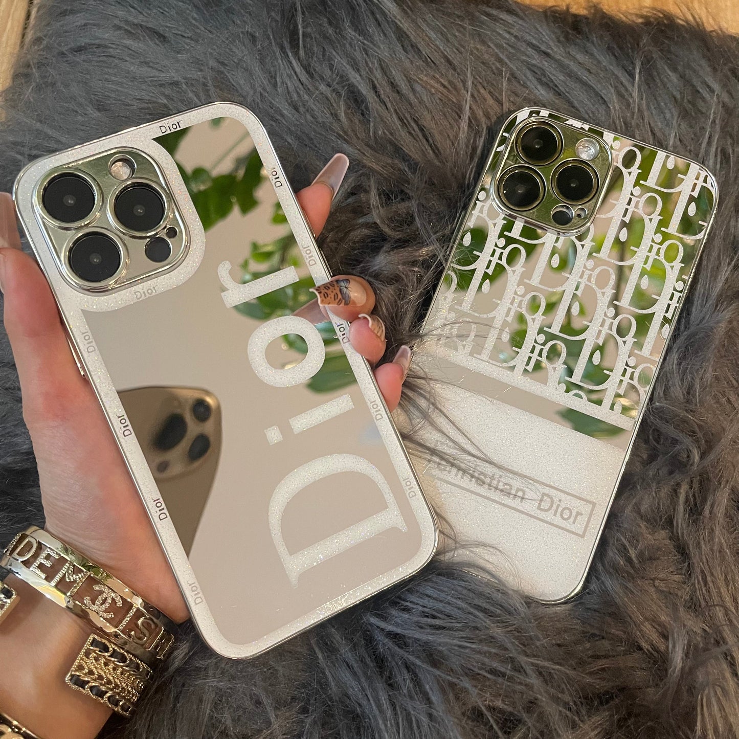 Custodia per telefono argento brillante per iPhone