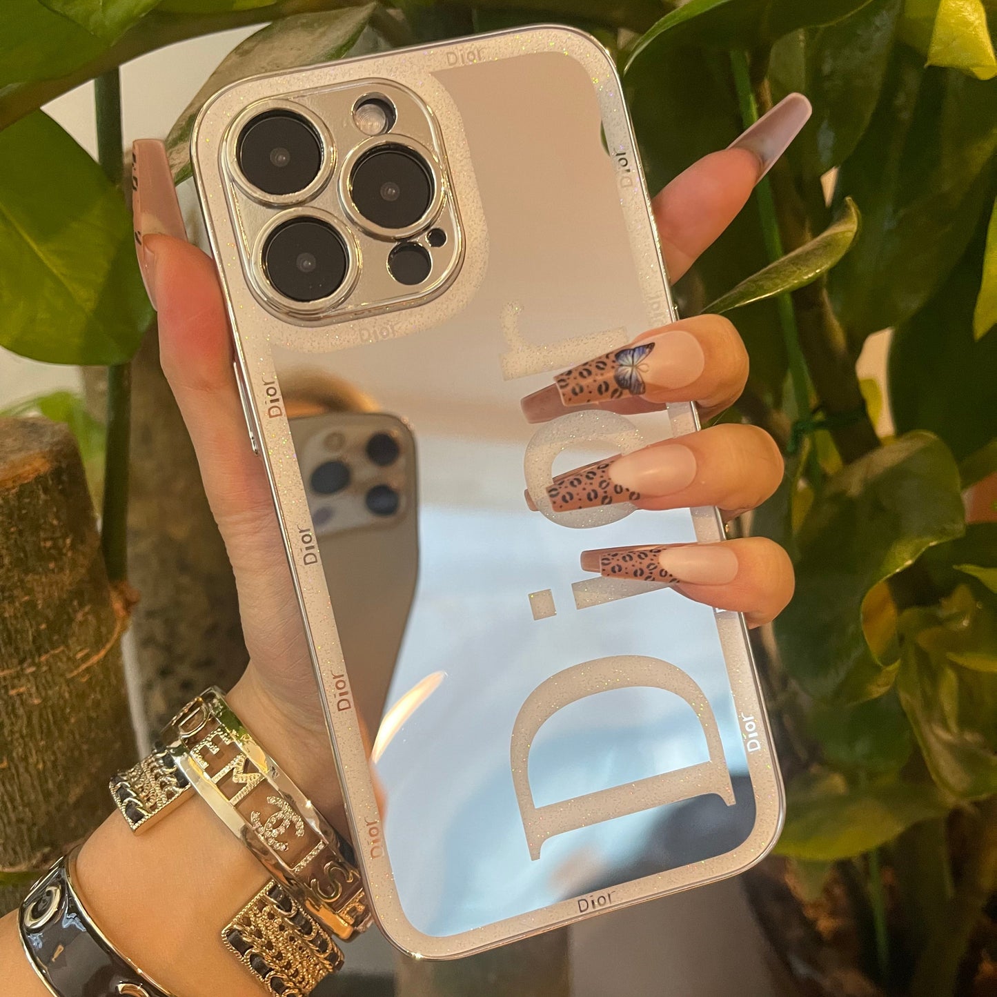 Custodia per telefono argento brillante per iPhone