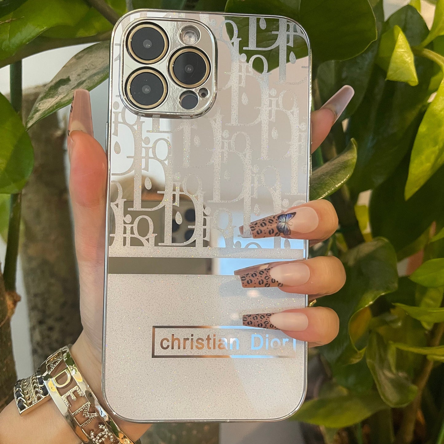 Custodia per telefono argento brillante per iPhone