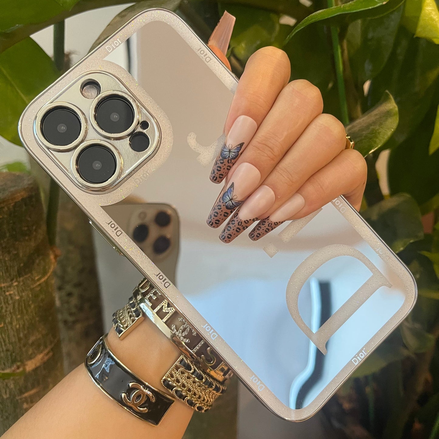 Custodia per telefono argento brillante per iPhone