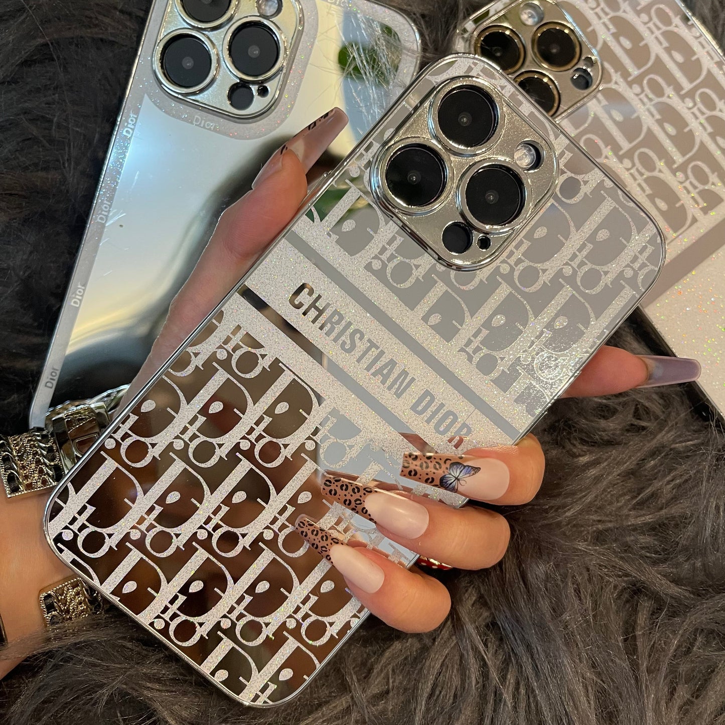 Custodia per telefono argento brillante per iPhone