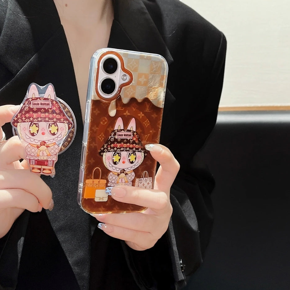 Custodia con supporto magnetico a forma di cartone animato 3D per iPhone