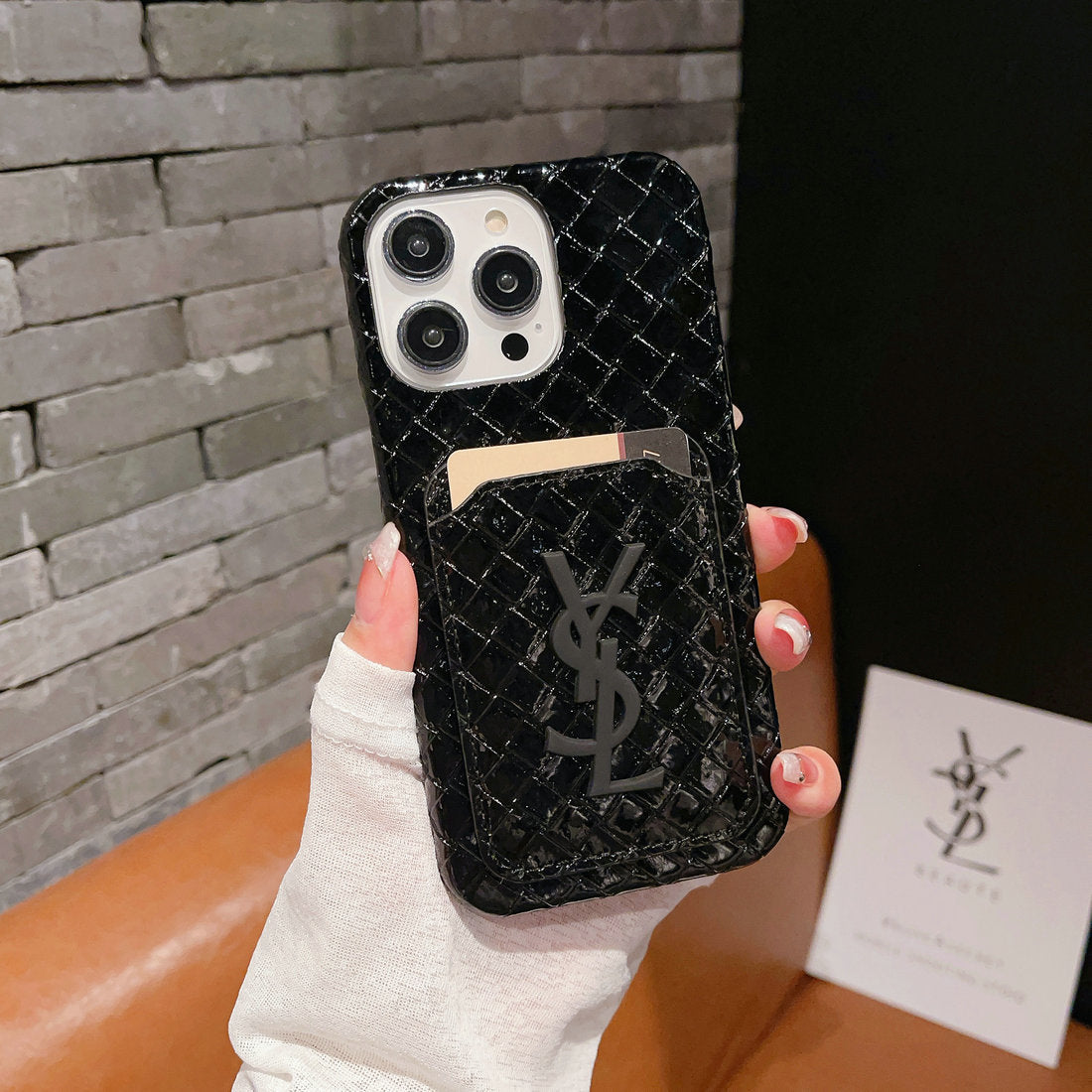 Custodia per telefono con motivo intrecciato per iPhone