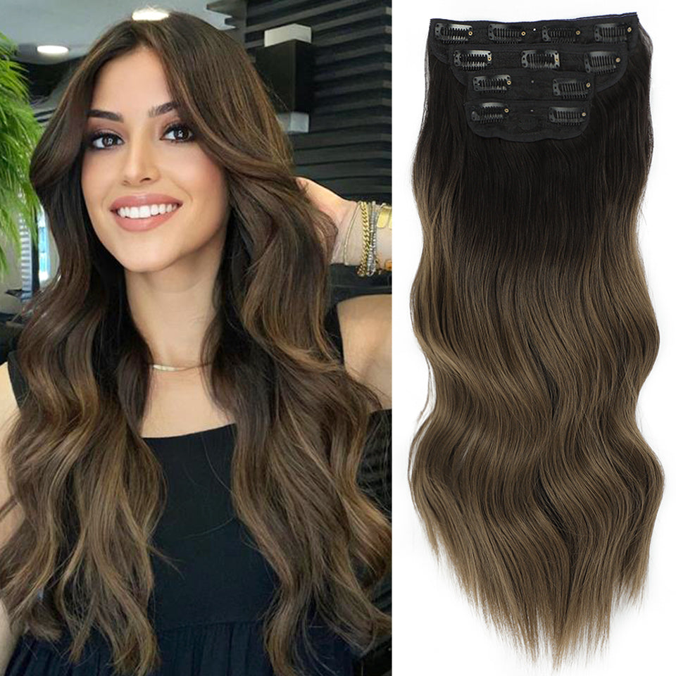 Extension per capelli lunghi e ondulati con clip (4 pezzi)