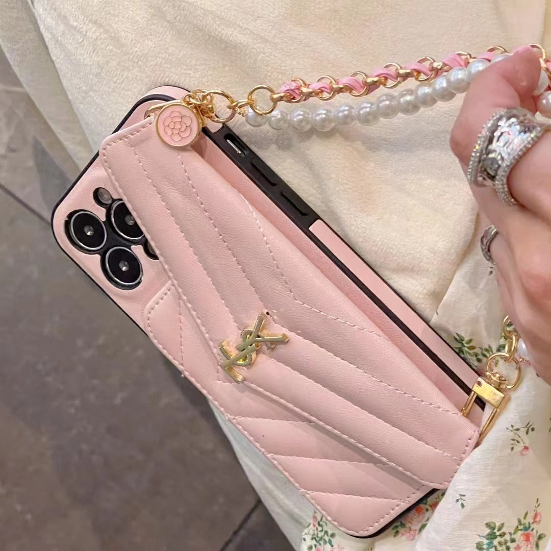 Custodia per telefono con motivo floreale in perle per iPhone