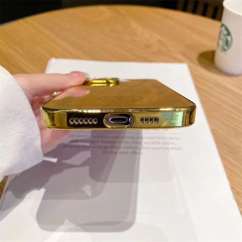 Custodia per telefono con design dorato per iPhone