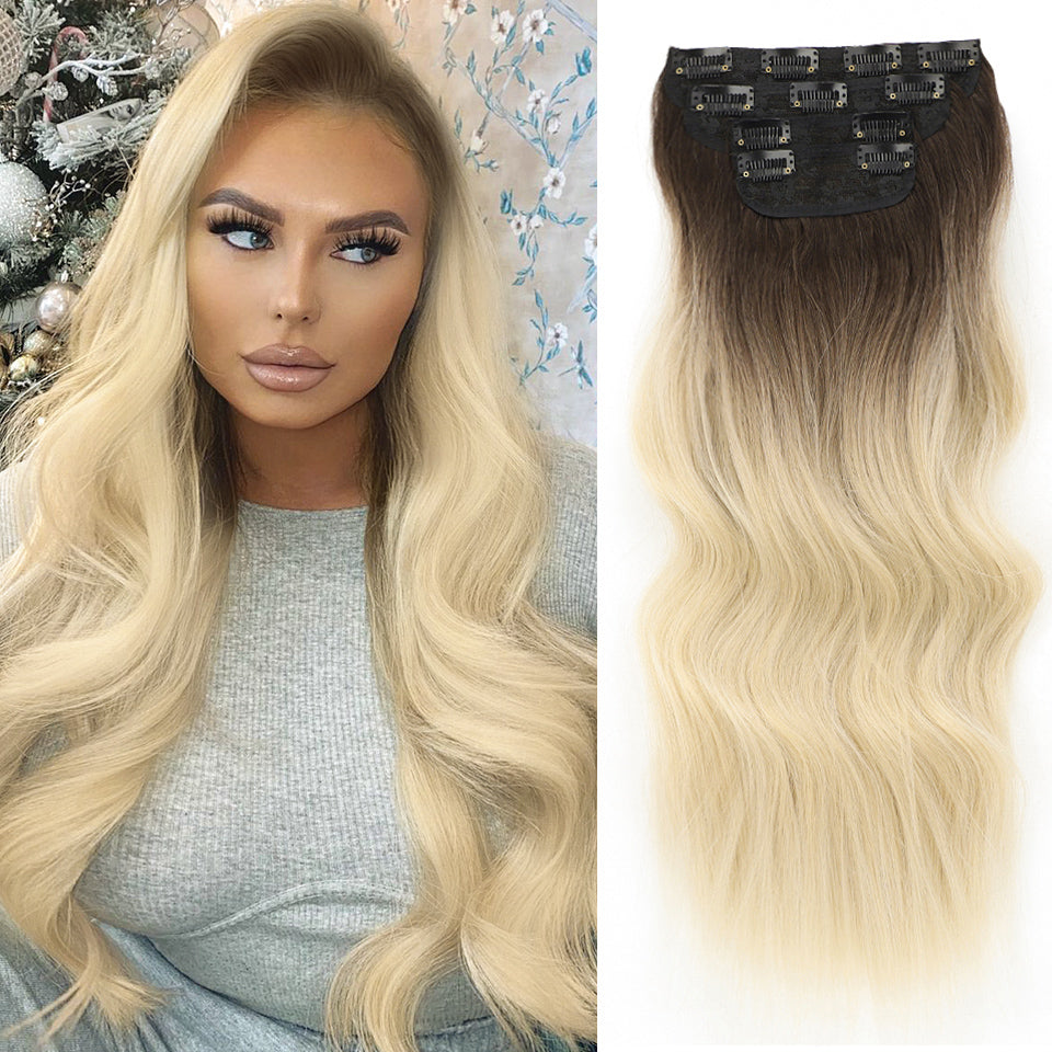 Extension per capelli lunghi e ondulati con clip (4 pezzi)