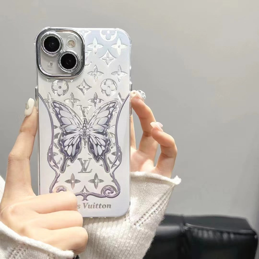 Custodia per telefono a farfalla bianca per iPhone