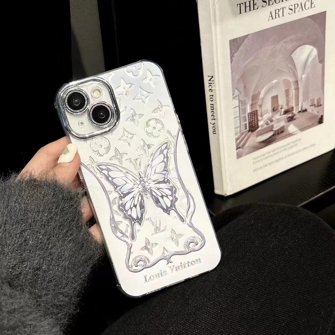 Custodia per telefono a farfalla bianca per iPhone