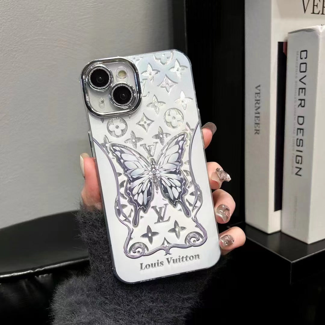 Custodia per telefono a farfalla bianca per iPhone