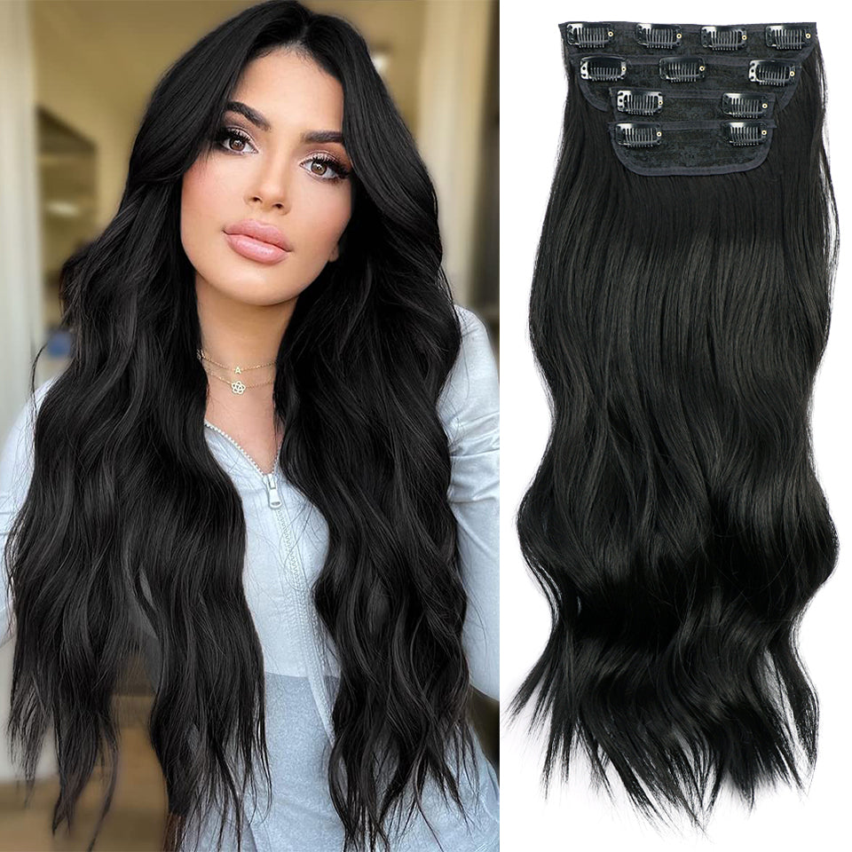 Extension per capelli lunghi e ondulati con clip (4 pezzi)