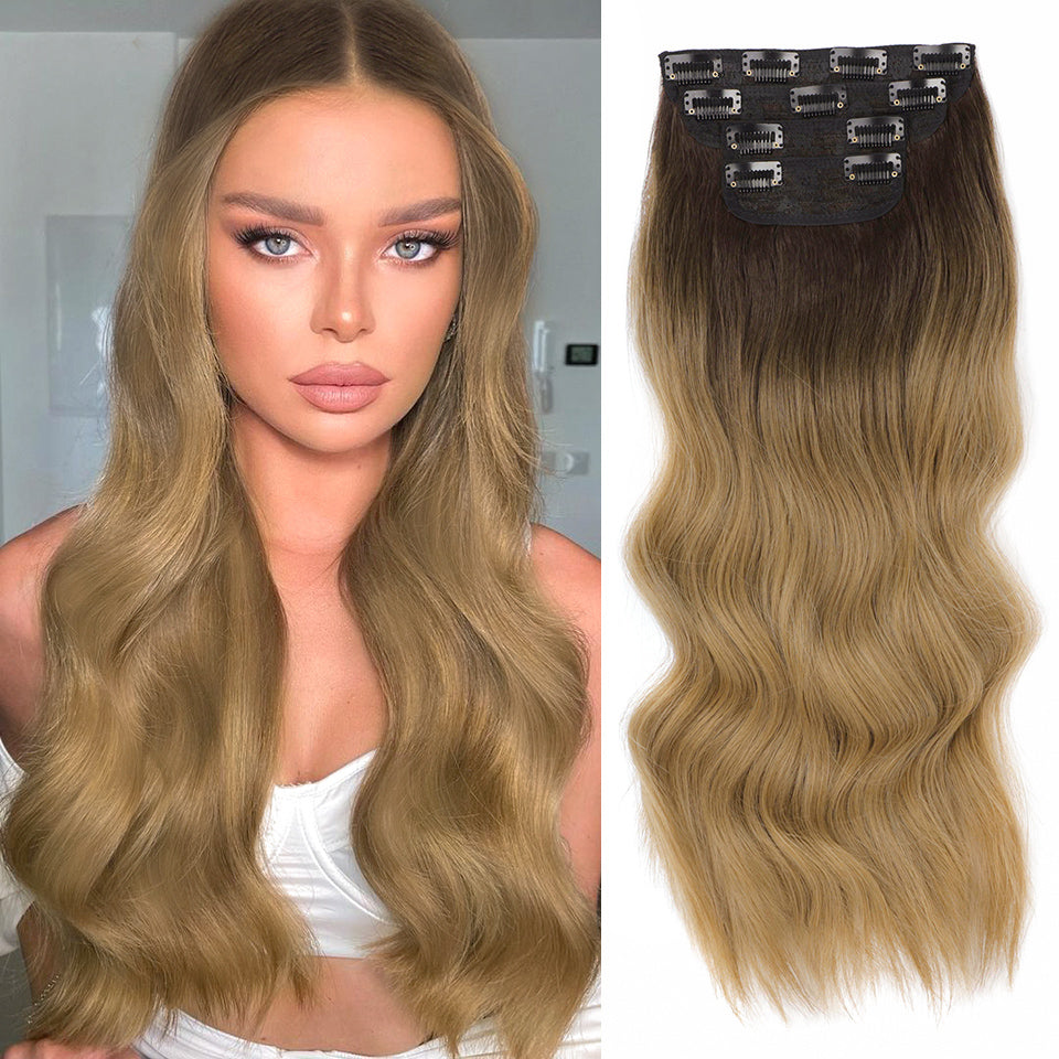 Extension per capelli lunghi e ondulati con clip (4 pezzi)