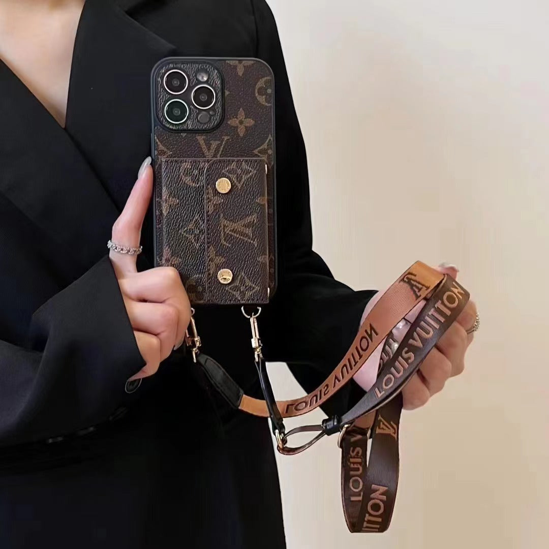 Custodia per telefono con catena e portafoglio con ciondolo per iPhone