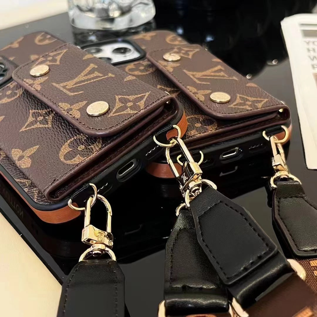 Custodia per telefono con catena e portafoglio con ciondolo per iPhone