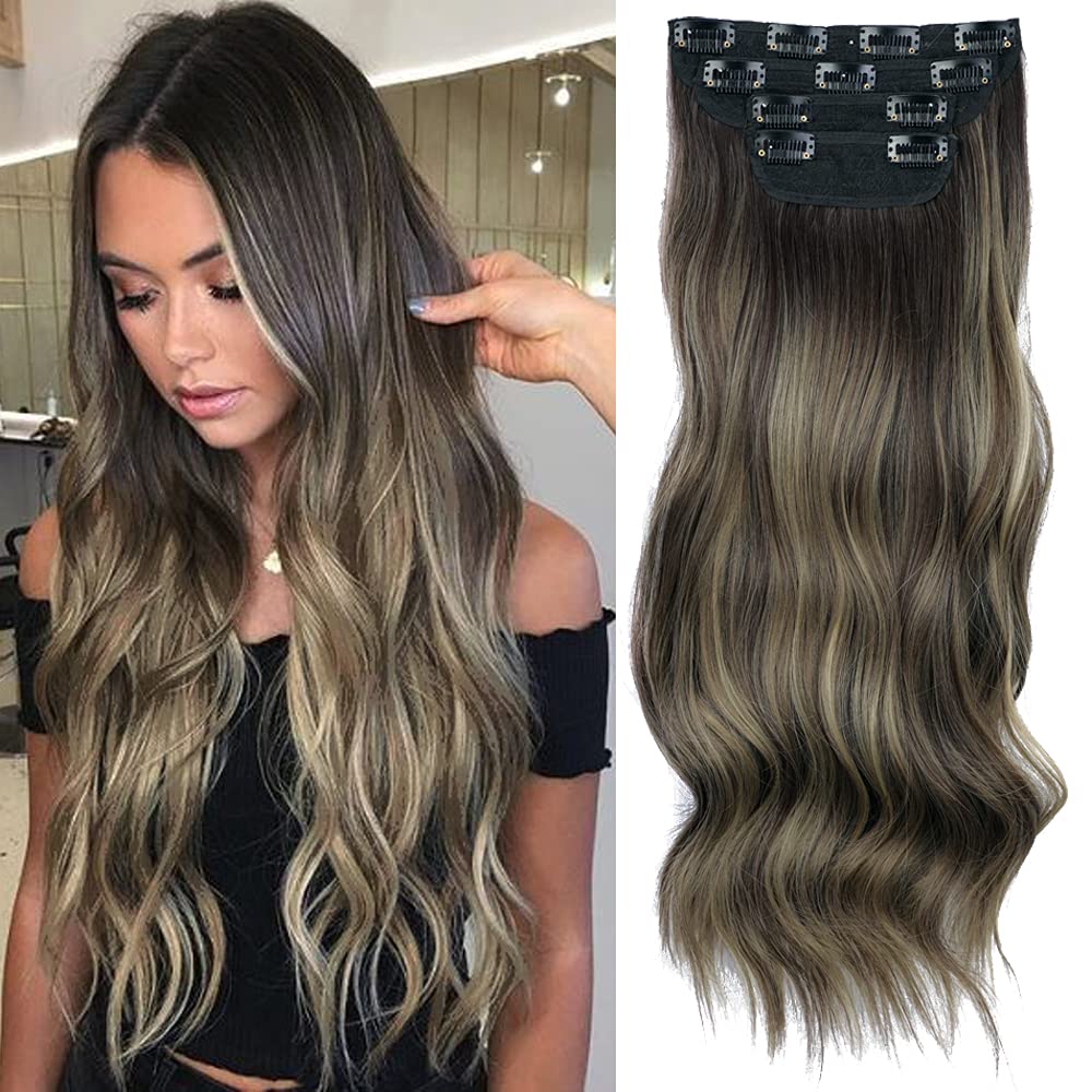 Extension per capelli lunghi e ondulati con clip (4 pezzi)