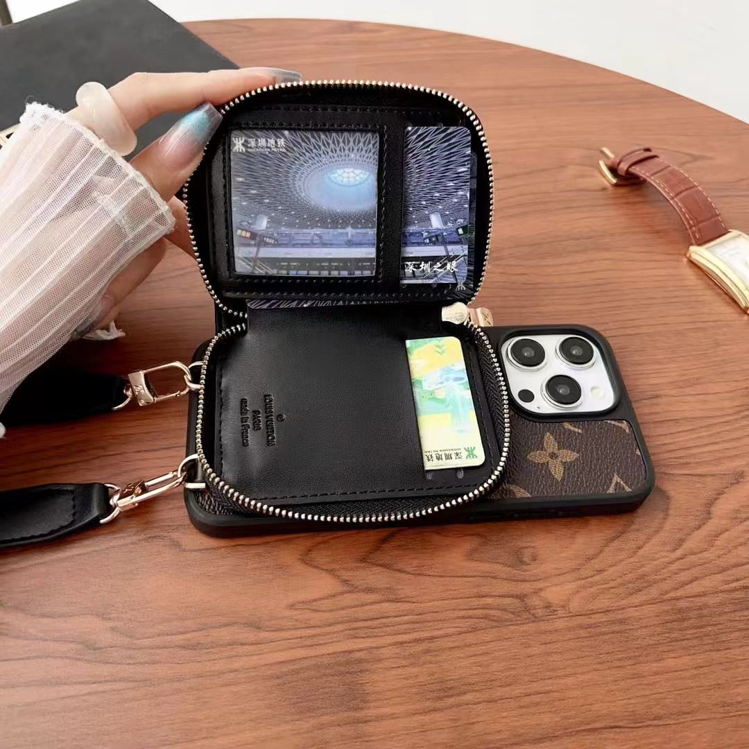 Custodia per telefono con portafoglio a catena alla moda per iPhone