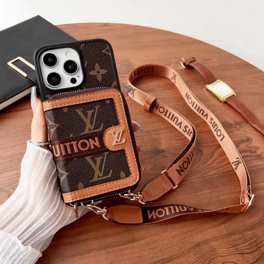 Custodia per telefono con portafoglio a catena alla moda per iPhone