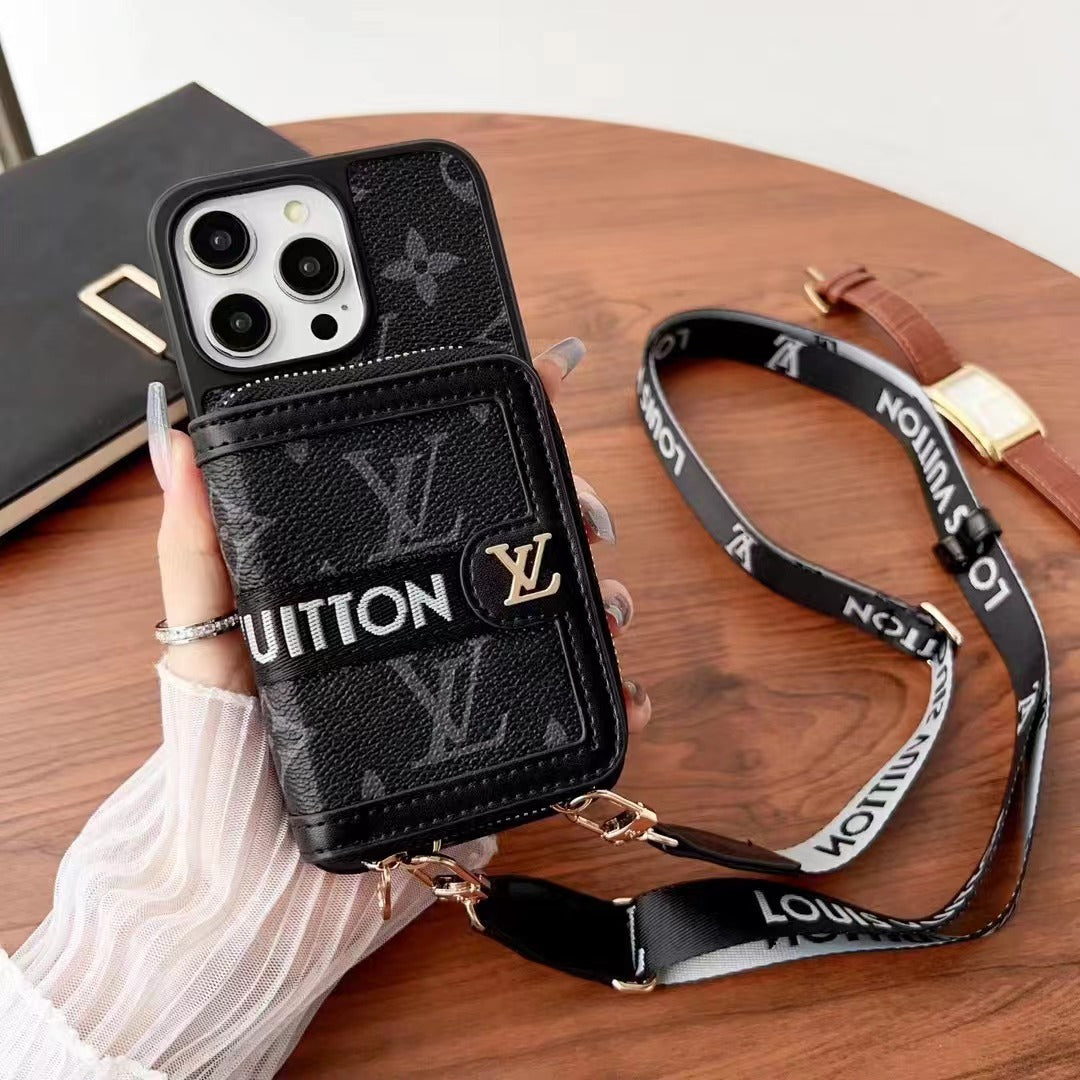 Custodia per telefono con portafoglio a catena alla moda per iPhone