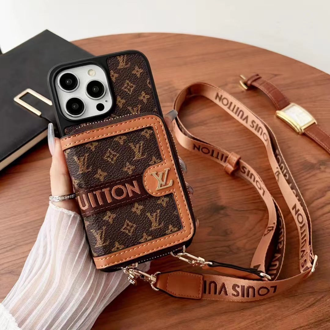 Custodia per telefono con portafoglio a catena alla moda per iPhone