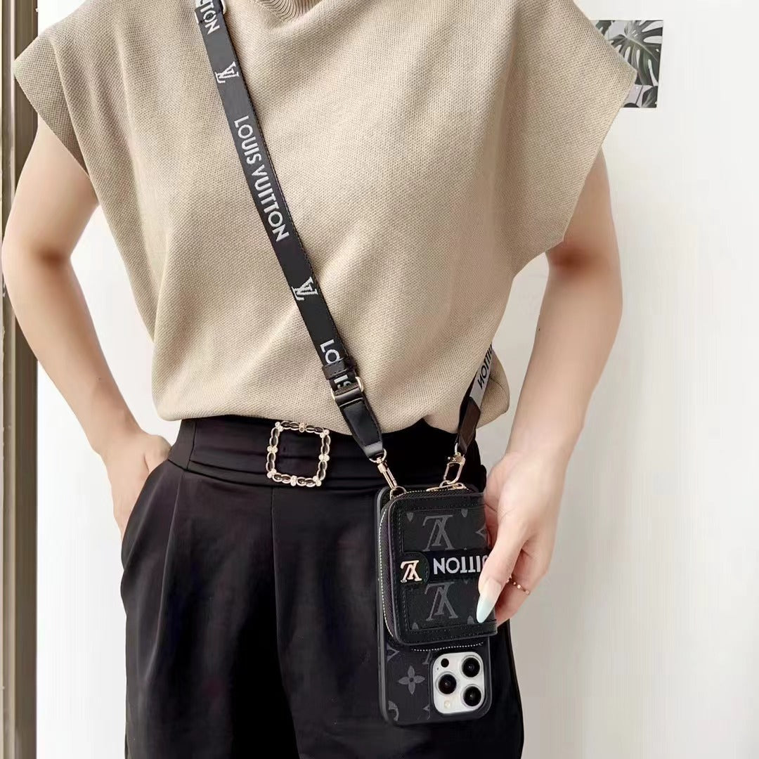 Custodia per telefono con portafoglio a catena alla moda per iPhone