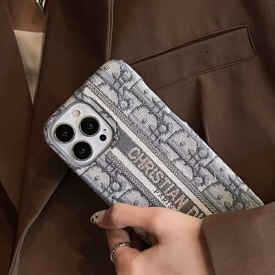 Custodia per telefono con disegni ricamati per iPhone