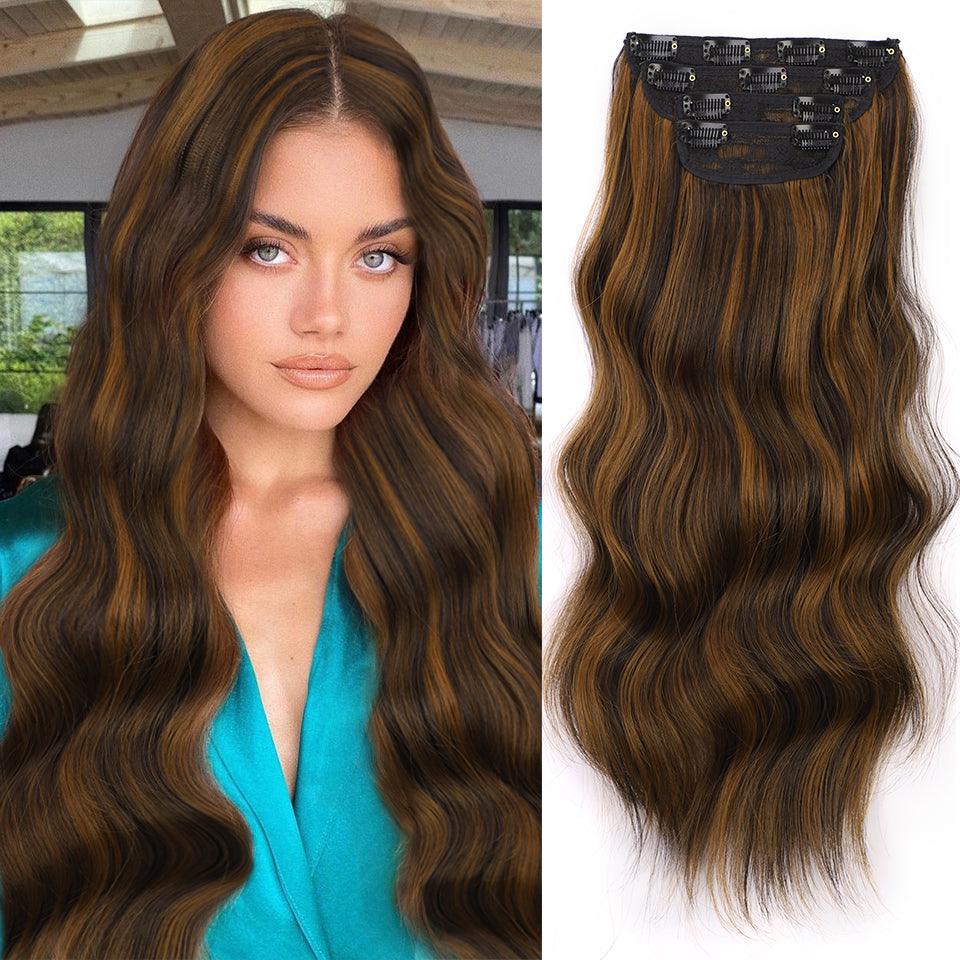 Extension per capelli lunghi e ondulati con clip (4 pezzi)