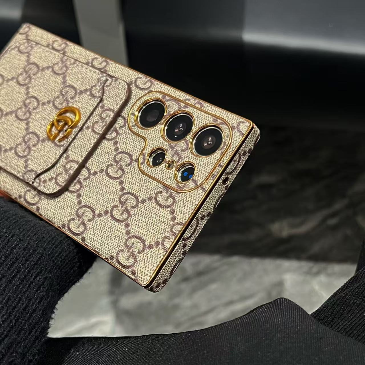 Étui porte-cartes marron pour Samsung