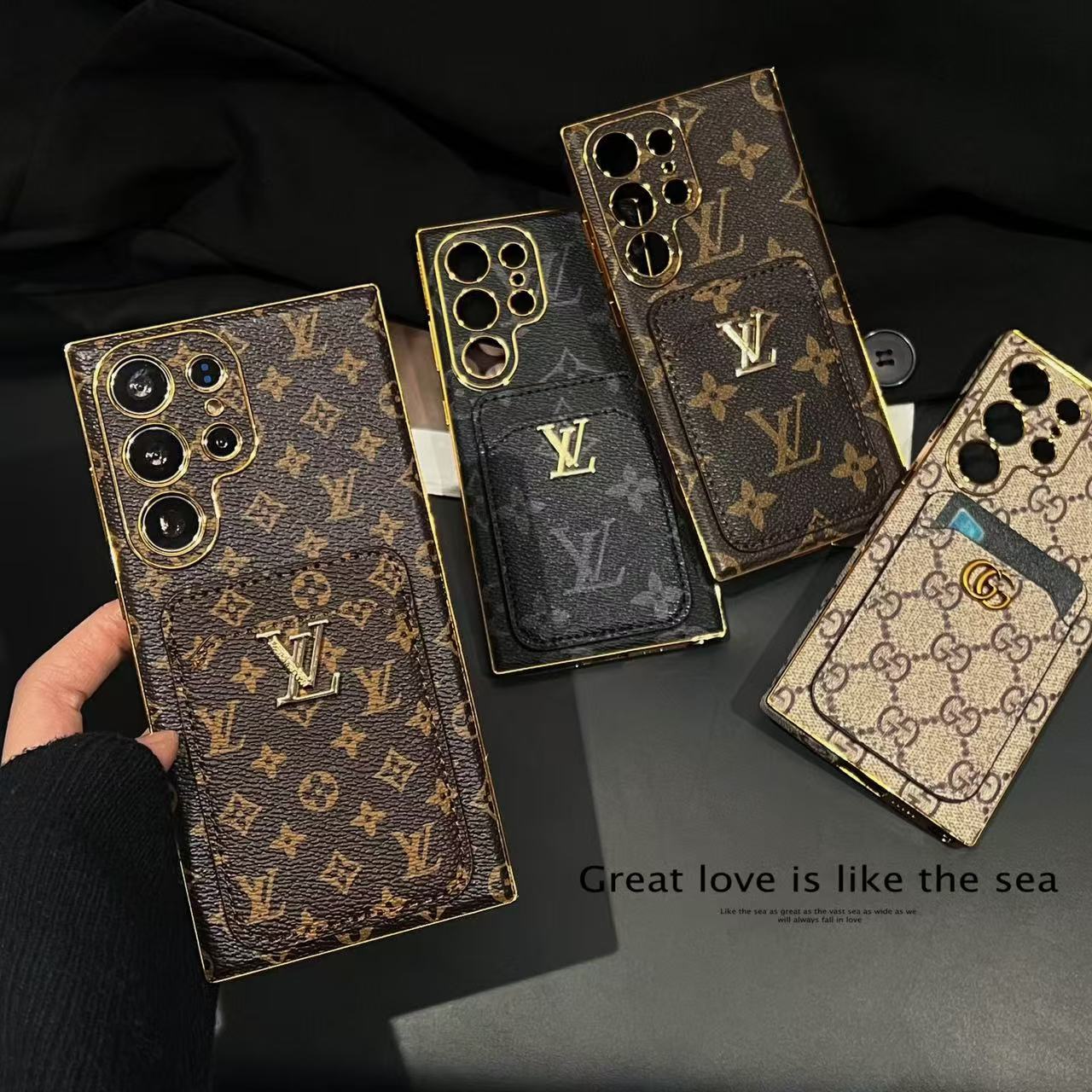 Étui porte-cartes marron pour Samsung