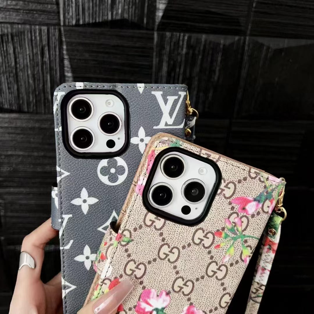 Custodia per telefono con portafoglio costoso alla moda per iPhone