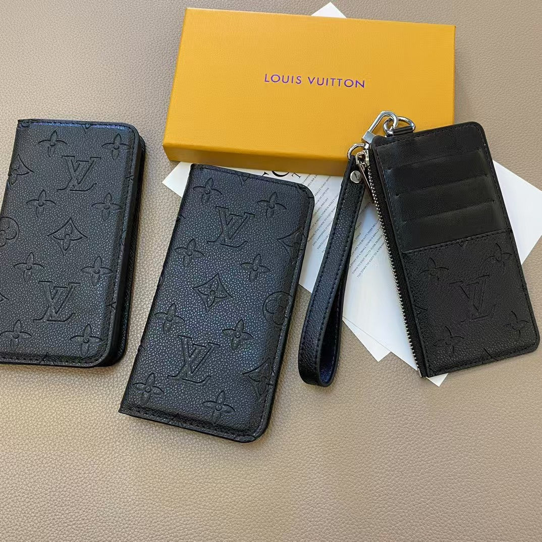 Custodia per telefono con portafoglio premium nera per iPhone
