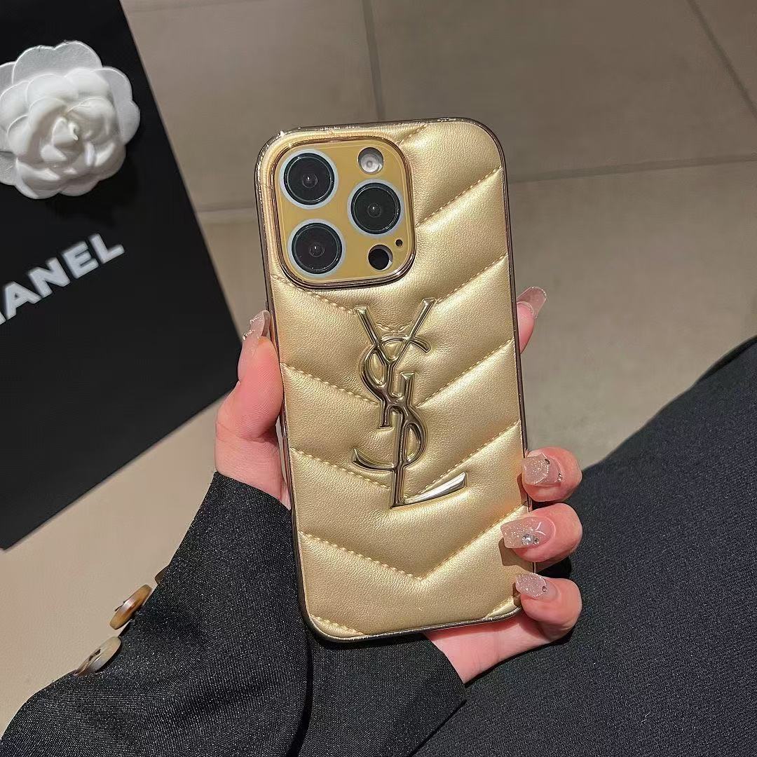 Custodia per telefono con lettera dorata per iPhone