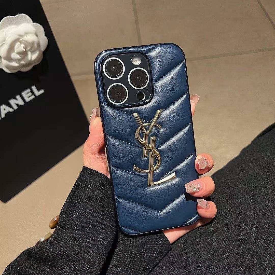 Custodia per telefono con lettera dorata per iPhone