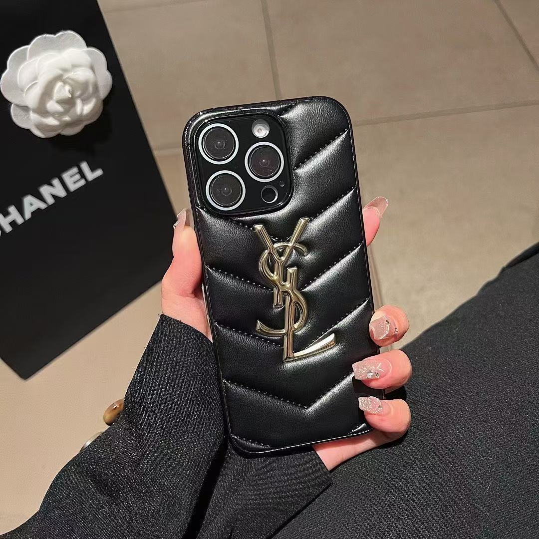 Custodia per telefono con lettera dorata per iPhone