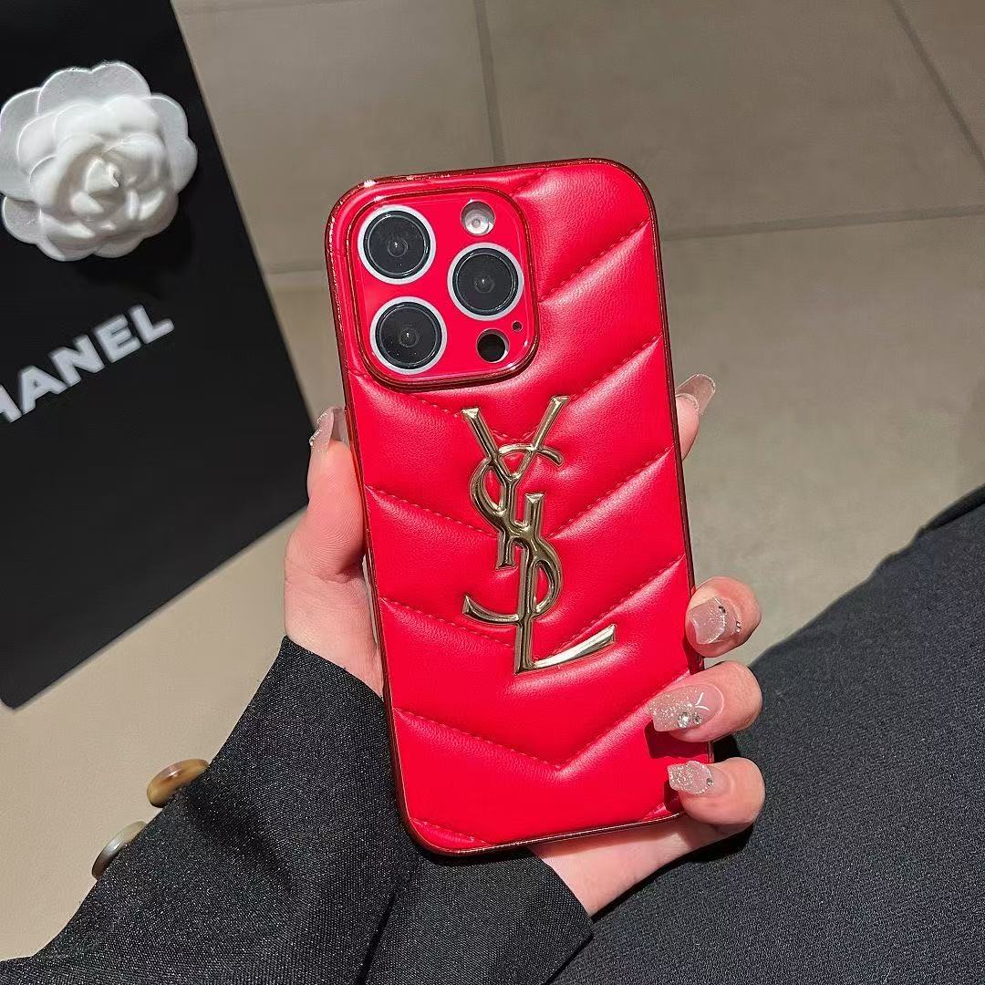 Custodia per telefono con lettera dorata per iPhone
