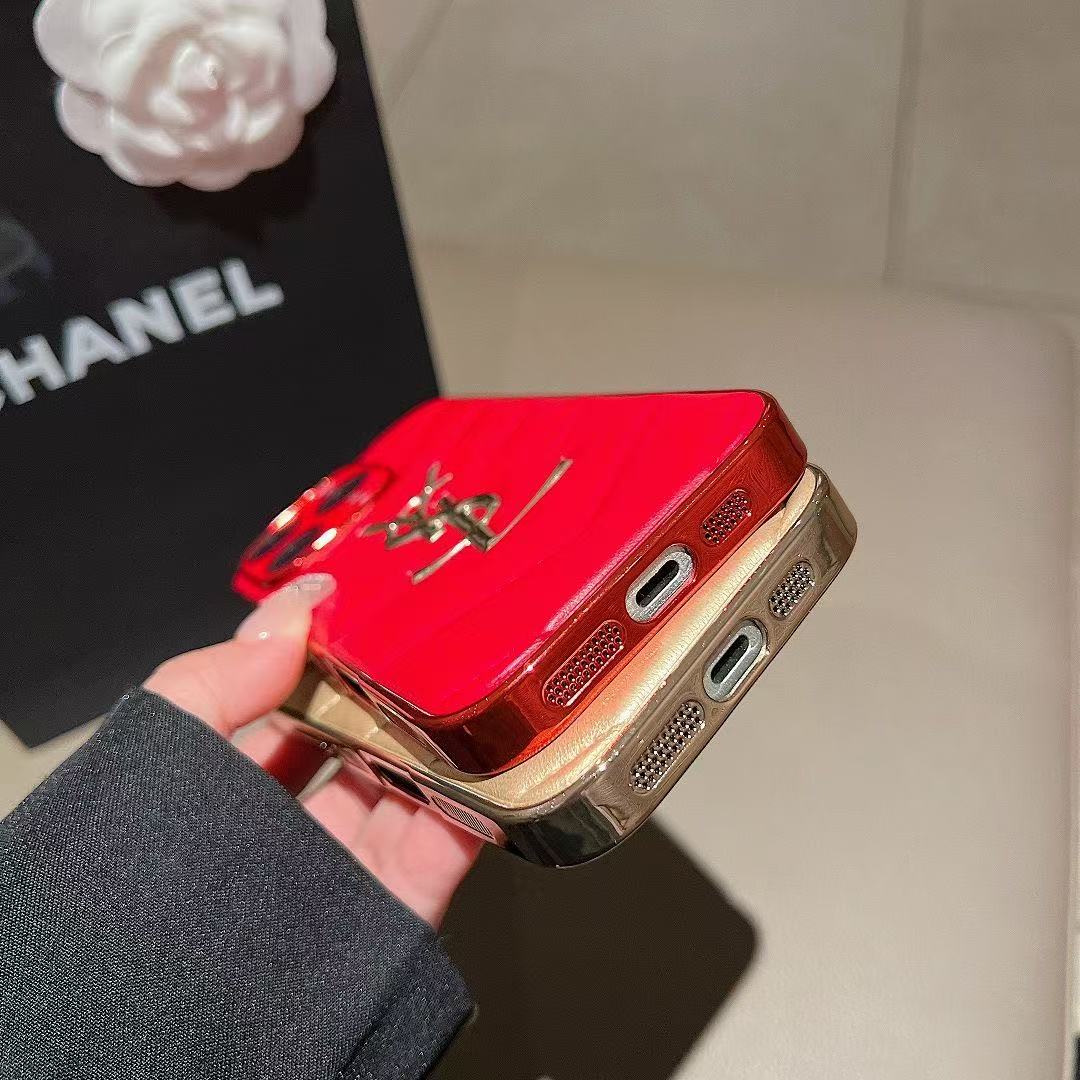 Custodia per telefono con lettera dorata per iPhone