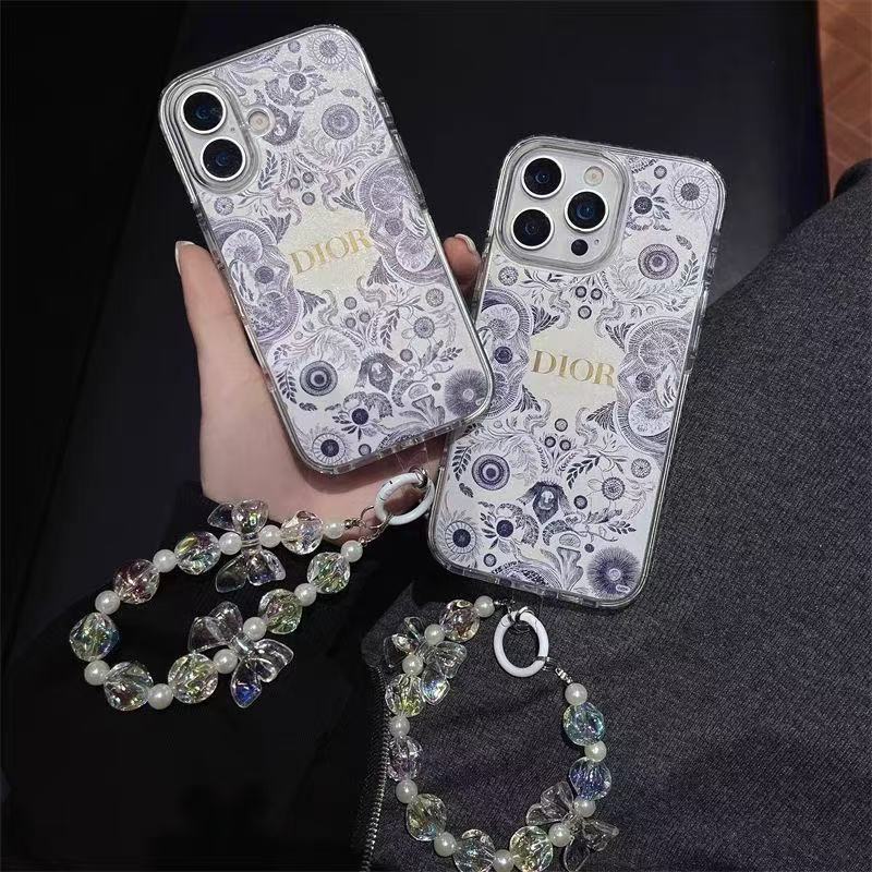 Custodia per telefono con catena trasparente e fresca per iPhone
