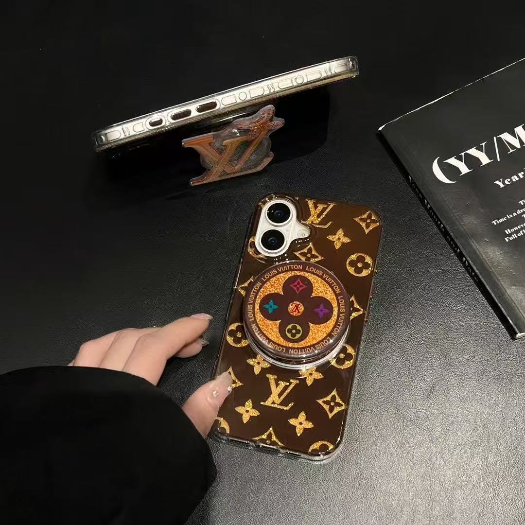 Custodia per telefono con supporto magnetico marrone per iPhone