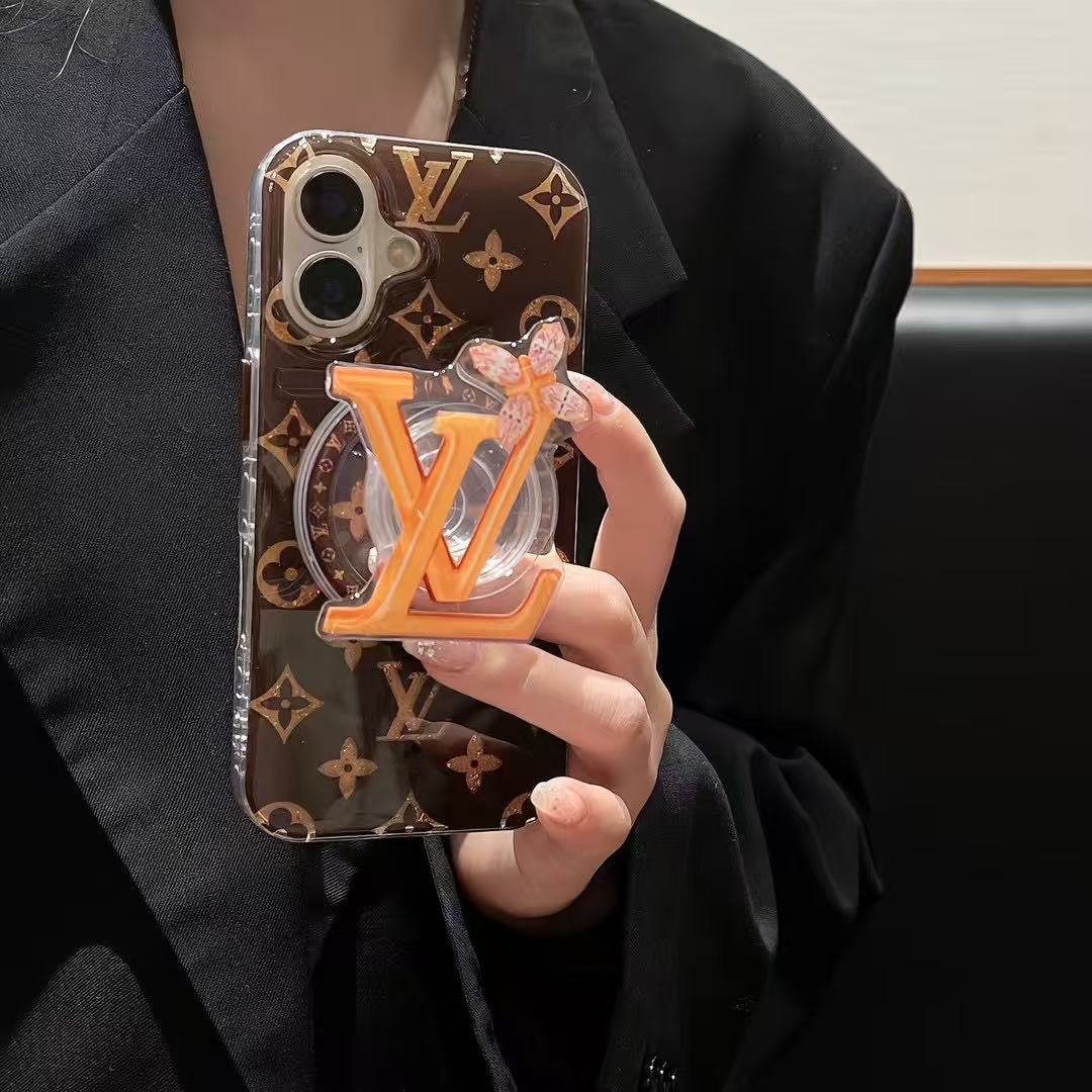 Custodia per telefono con supporto magnetico marrone per iPhone