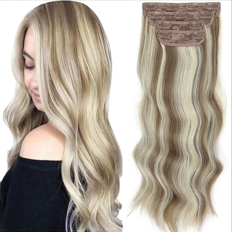 Extension per capelli lunghi e ondulati con clip (4 pezzi)