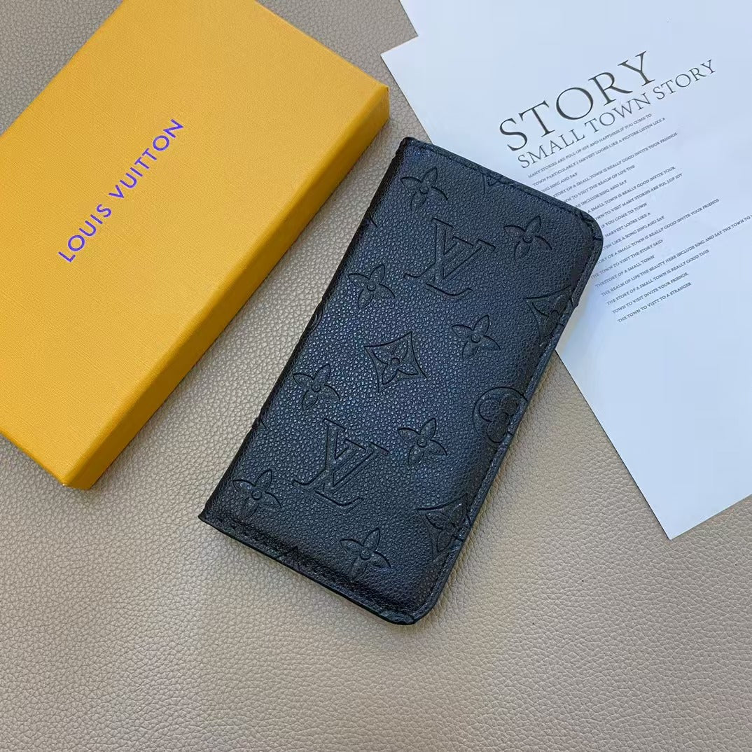 Custodia per telefono con portafoglio premium nera per iPhone