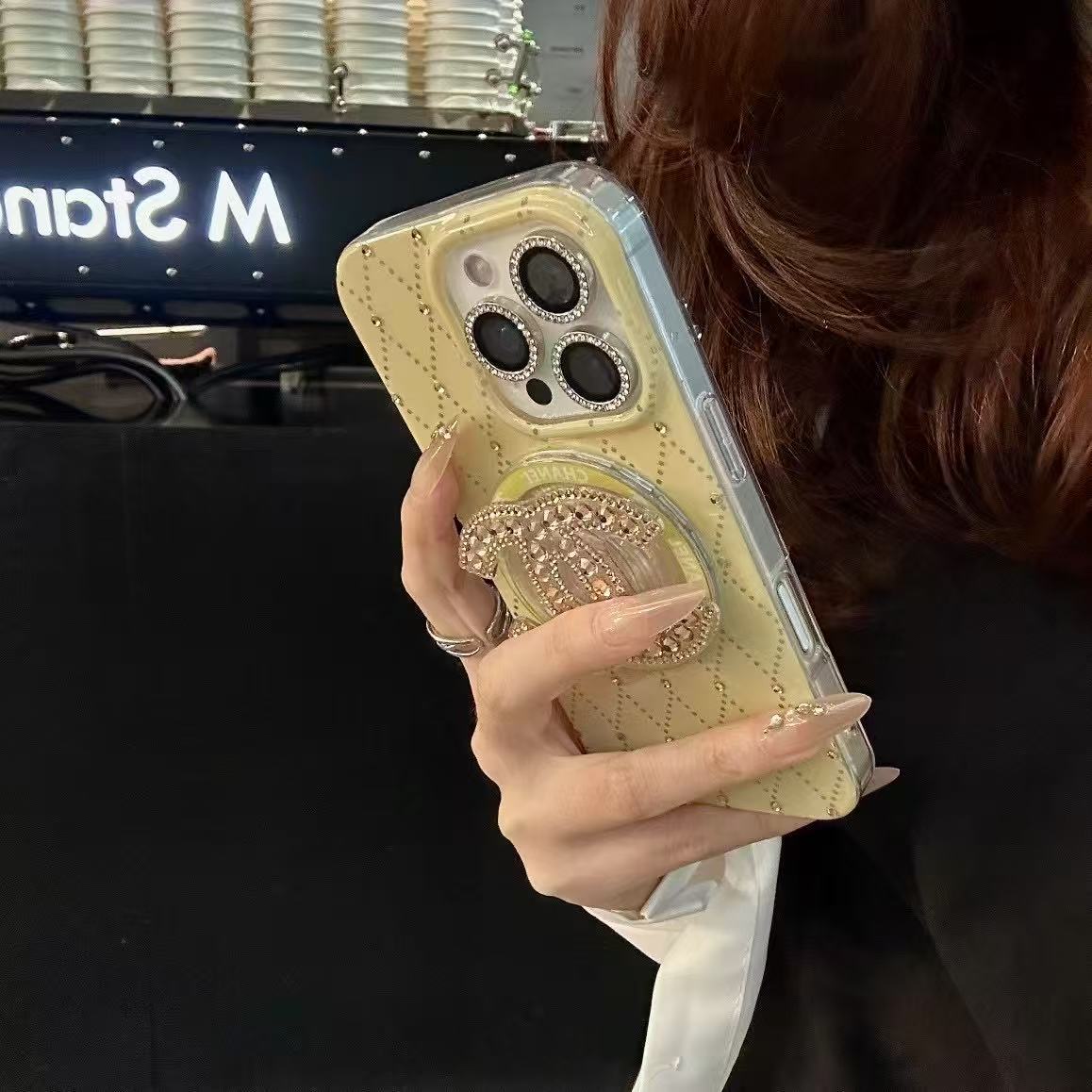 Custodia per telefono MagSafe con brillantini gialli per iPhone