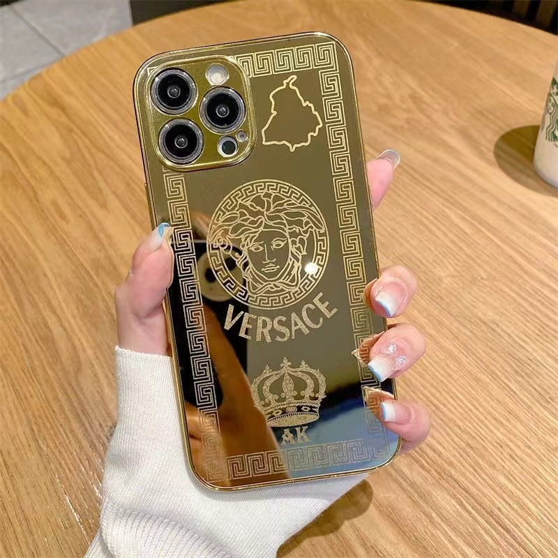 Custodia per telefono con design dorato per iPhone